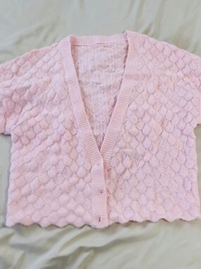 Soft Knit Pink Women's Crop Cardigan Sweater